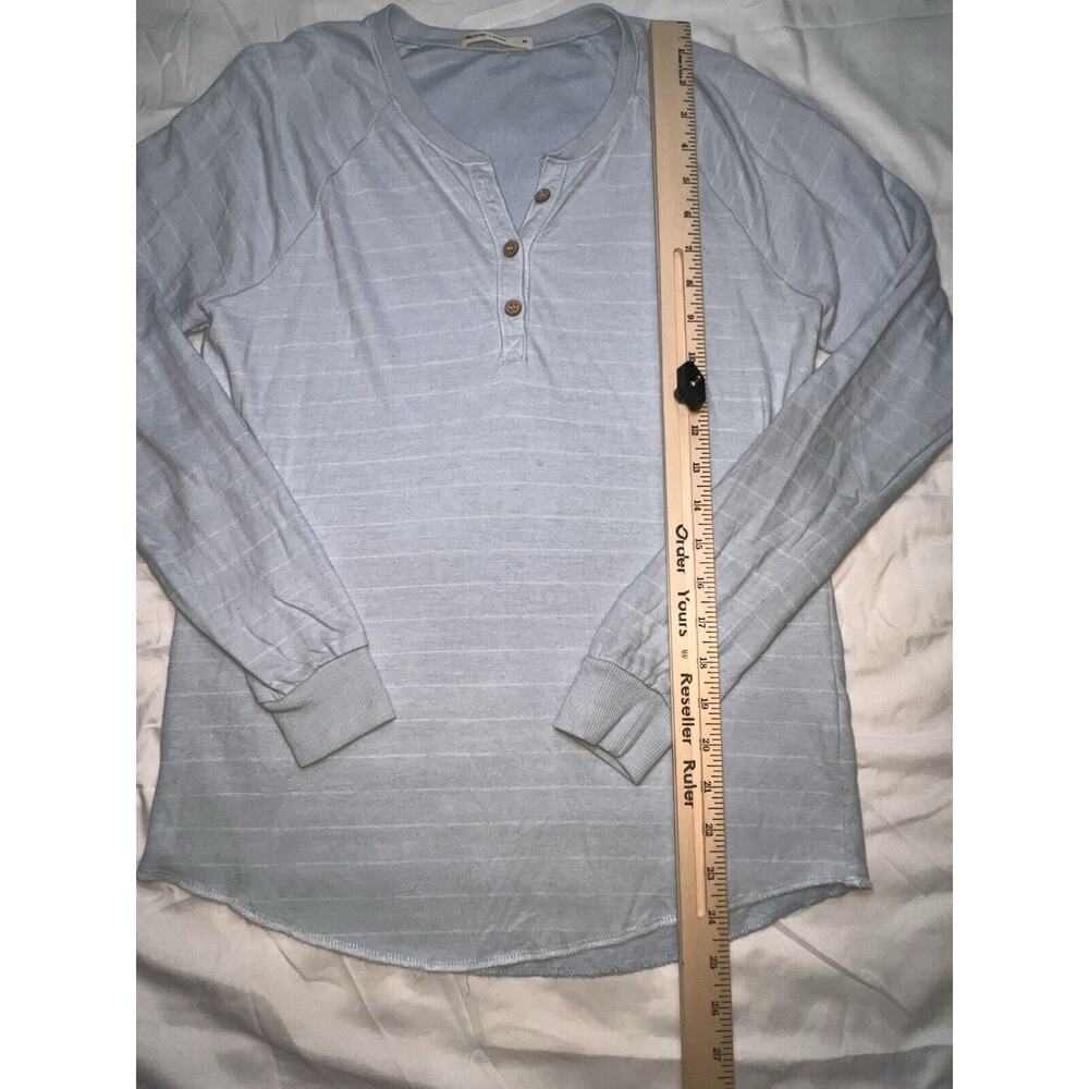 Marine Layer Shirt Womens Size M Light Blue Striped Long Sleeve Henley Lounge - Picture 8 of 16